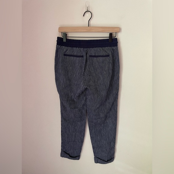 Athleta Dark Blue Striped Bali Linen Ankle Pant Size 4 - Picture 4 of 7